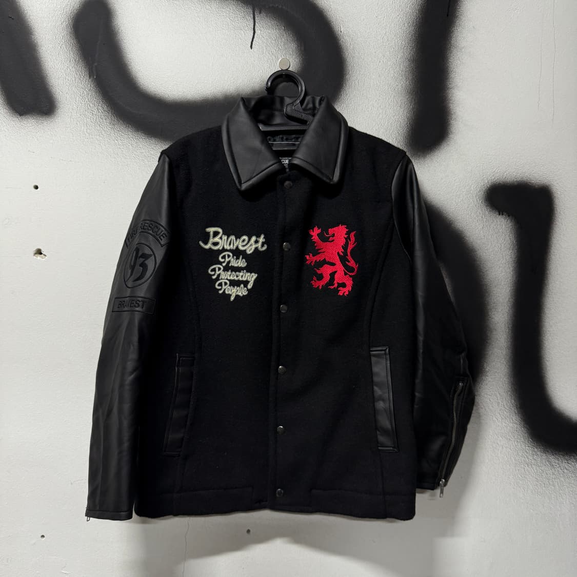 VTG 빈티지 울 혼방 멀티 디테일 레더 암 바시티 자켓 상품이미지1