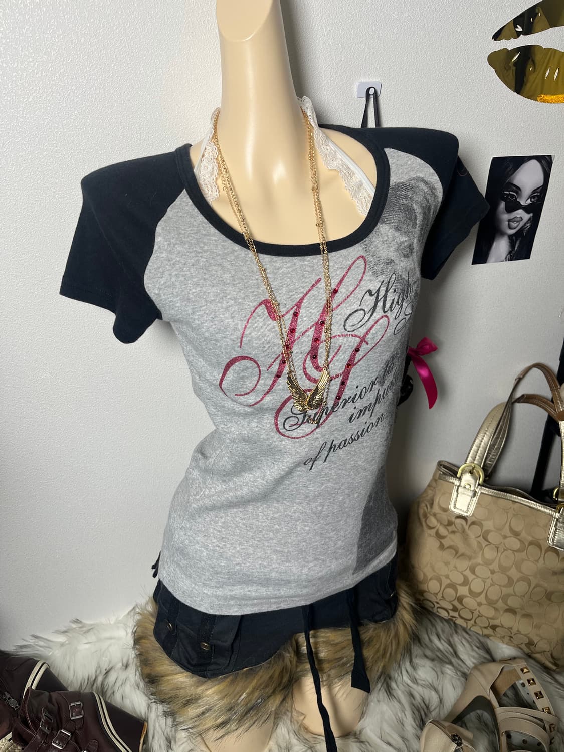 빈티지 갸루 나그랑 반팔 티셔츠 상품이미지1