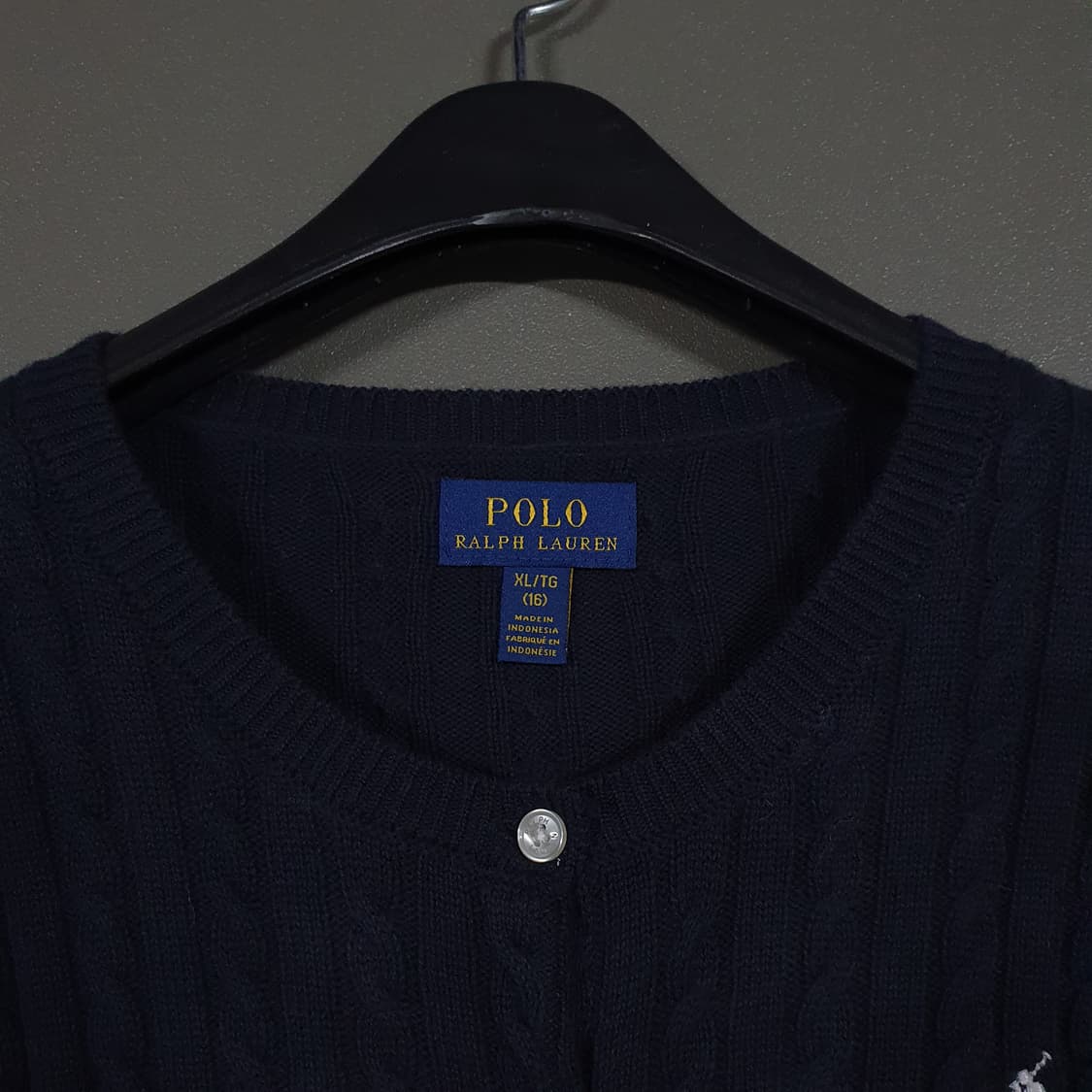 여성) 폴로 랄프로렌 신형 포니 케이블 니트 꽈배기 가디건 네이비 상품이미지4