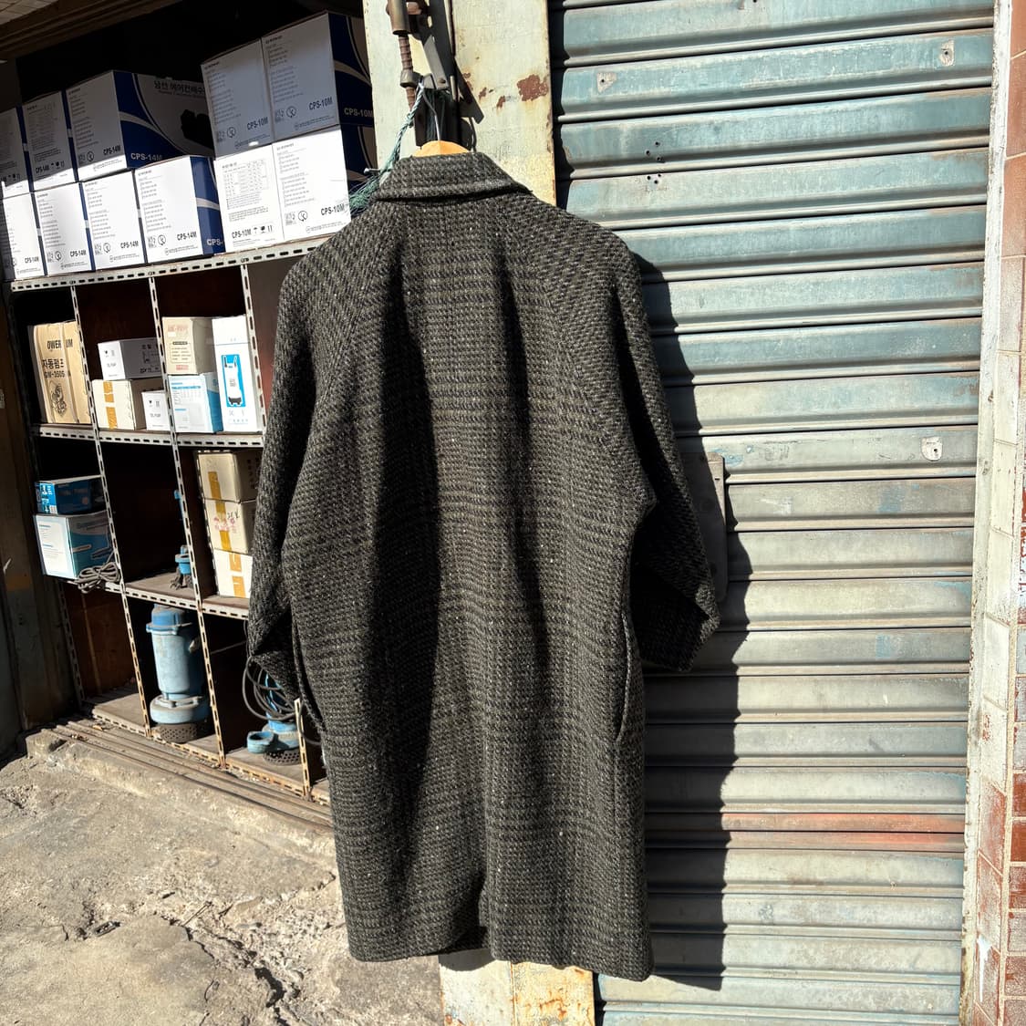 80s 캘빈클라인 울 트위드 체크 패턴 코트 상품이미지4