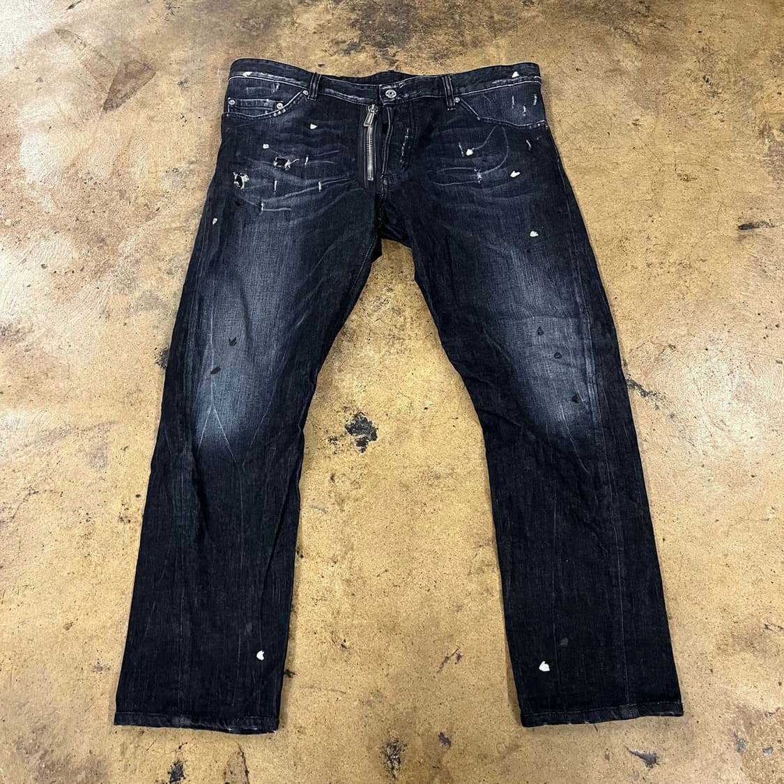 [정품/56] 디스퀘어드2 블랙 데미지 워싱 청바지 지퍼 디테일 b17 상품이미지2