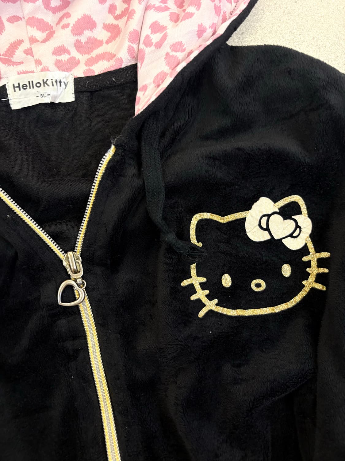 벨벳 블랙 핑크 키티 후드집업 상품이미지2