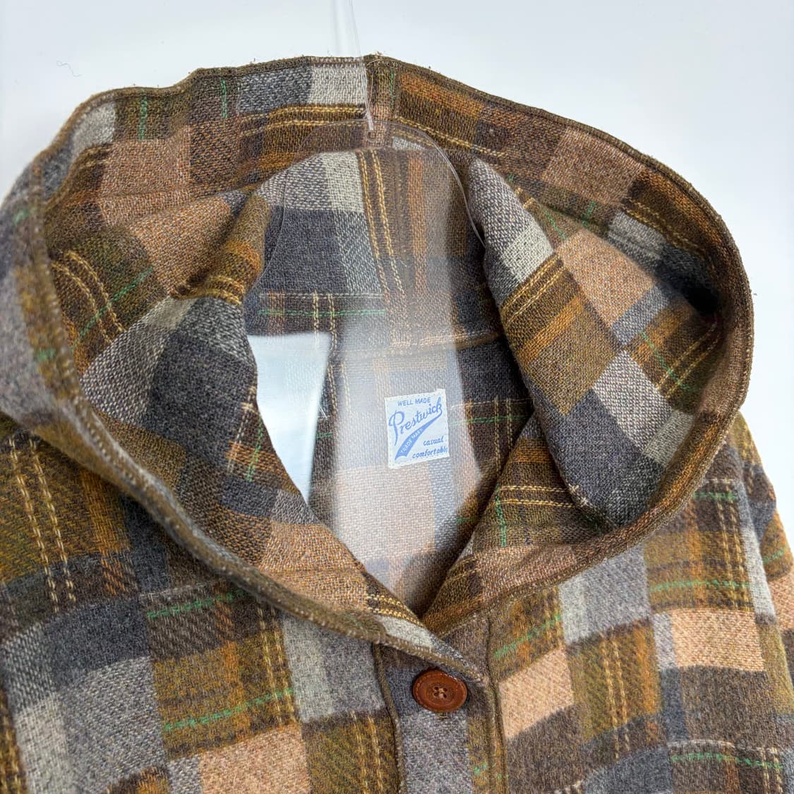 빈티지 패턴 울 후드 코트 자켓 상품이미지2