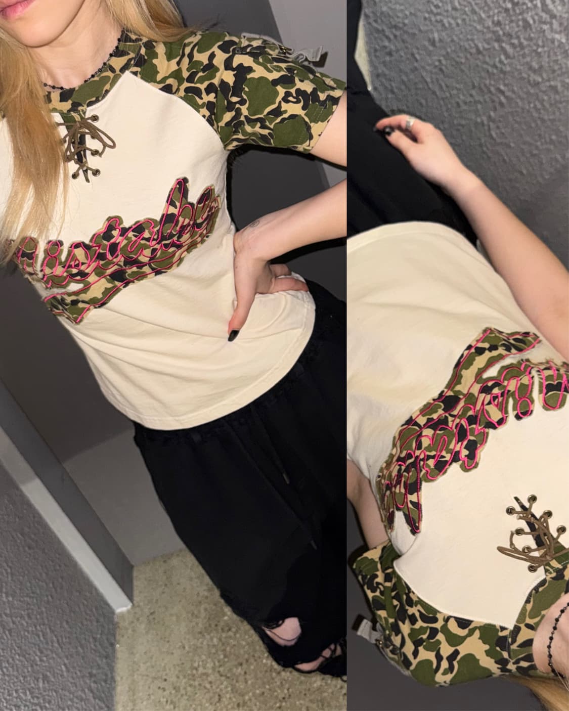 걸스 카모디테일 반팔  상품이미지1