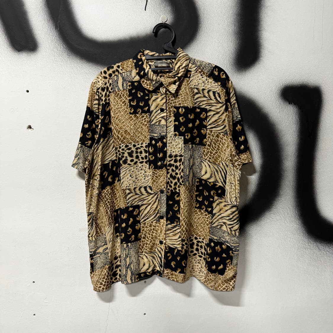 VTG 빈티지 USA 레오파드 애니멀 풀패턴 반팔 셔츠 상품이미지1
