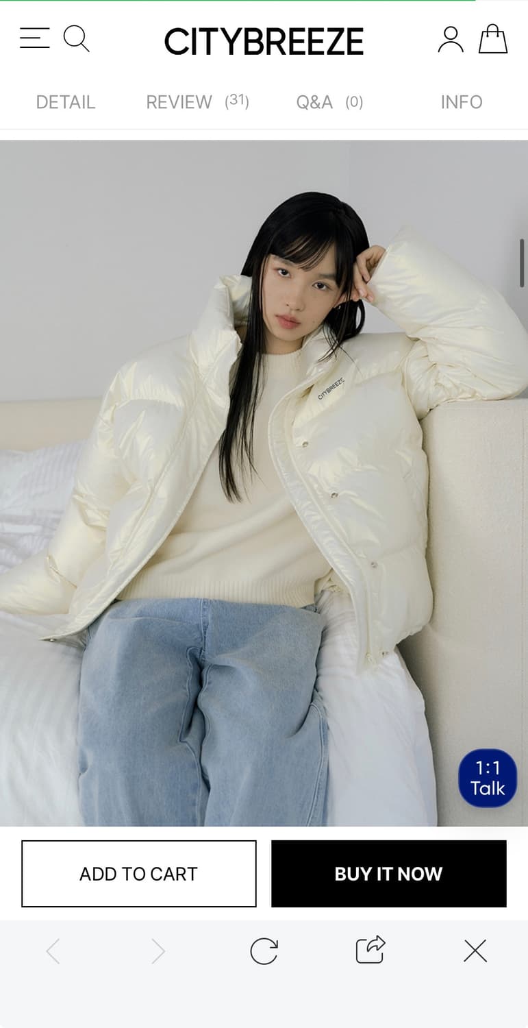 시티브리즈 에센셜 시티 크롭 패딩 점퍼 상품이미지1