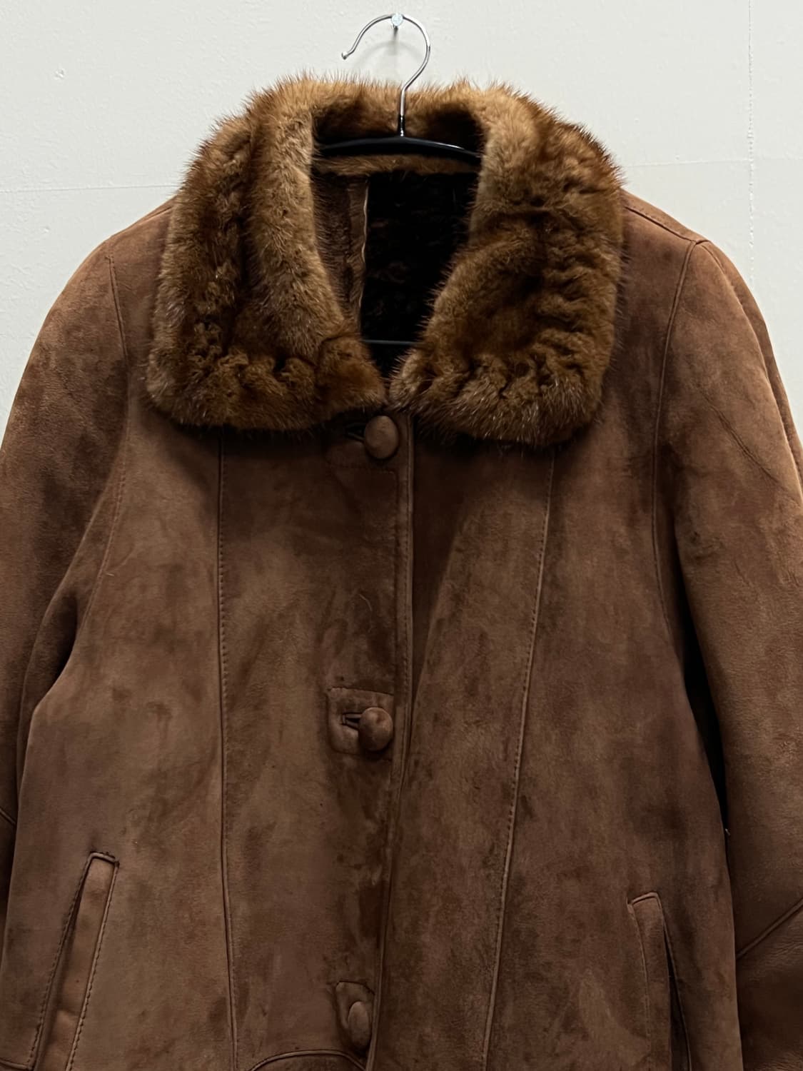 소프라니노 빈티지 스웨이드 무스탕 양가죽 코트 상품이미지3