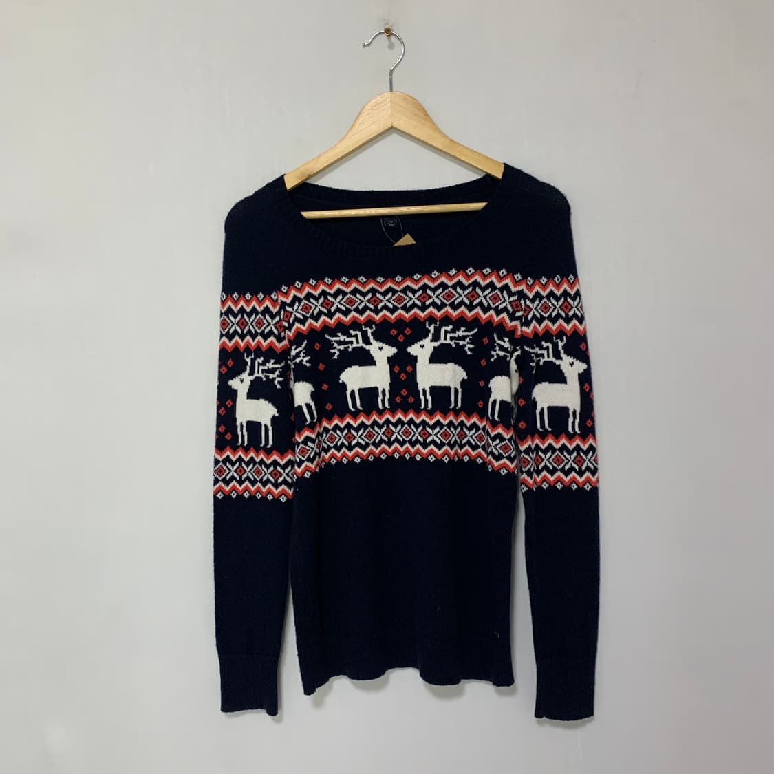 타미힐피거 빈티지 노르딕 사슴 패턴 니트 스웨터 네이비 S 상품이미지1