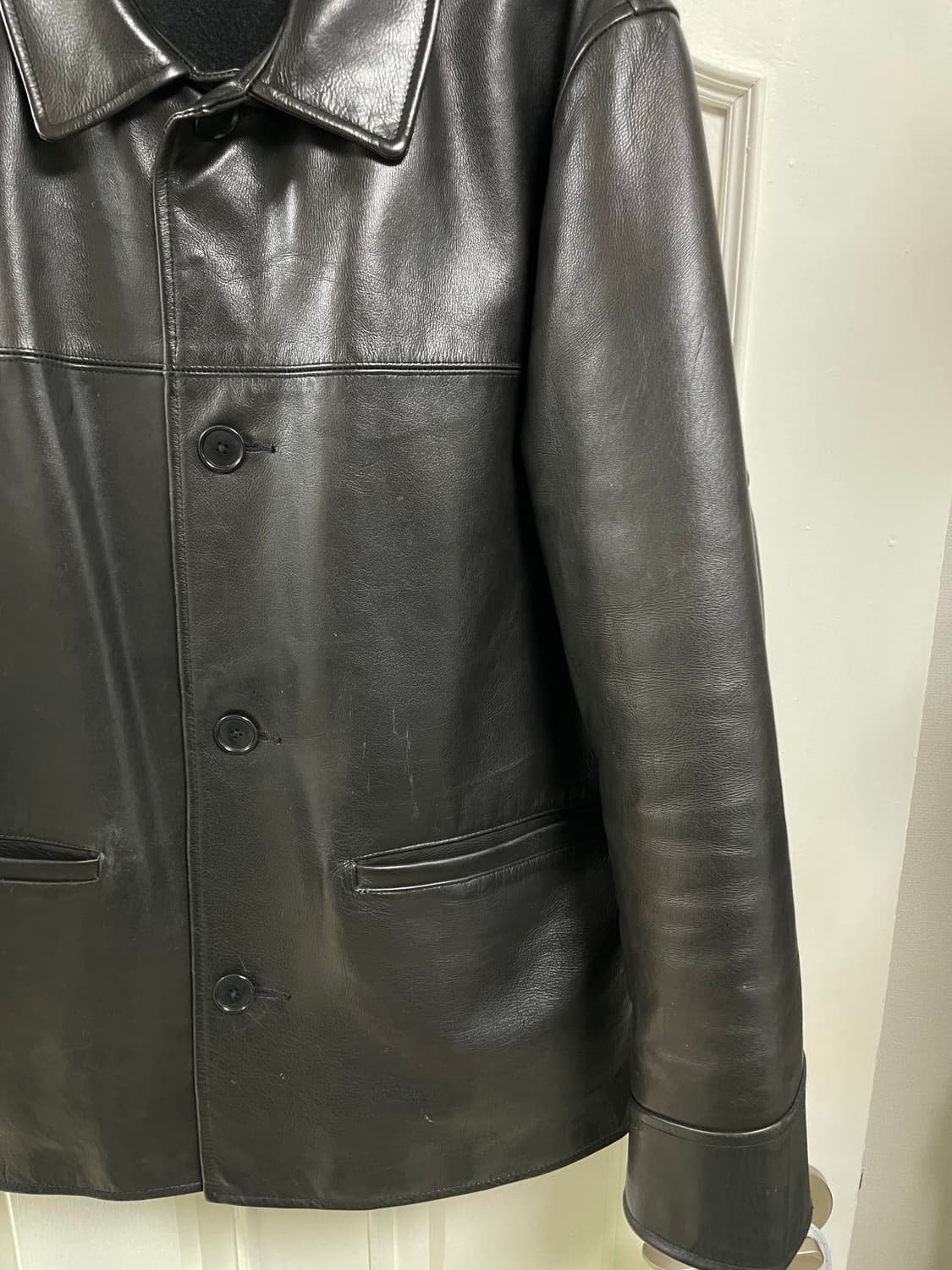 90s 폴로 랄프로렌 레더 카코트 블랙 (M) 상품이미지2