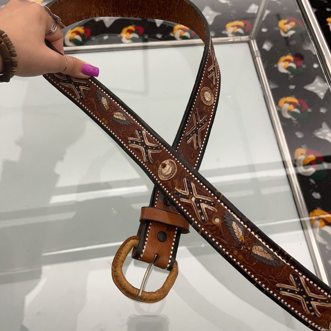 빈티지 보헤미안 히피 인디언 패턴 벨트 C07157 상품이미지3