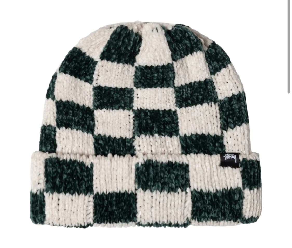 스투시 크로쉐 체커드 비니 그린 상품이미지1