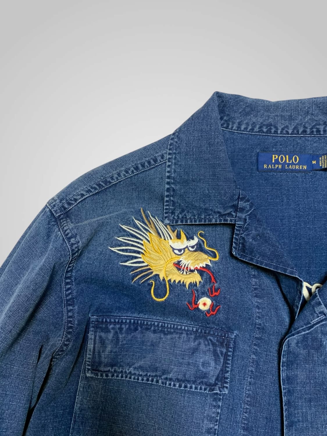 [M]폴로 드래곤 라이더스 하와이안 자수 데님 워크 자켓 상품이미지4
