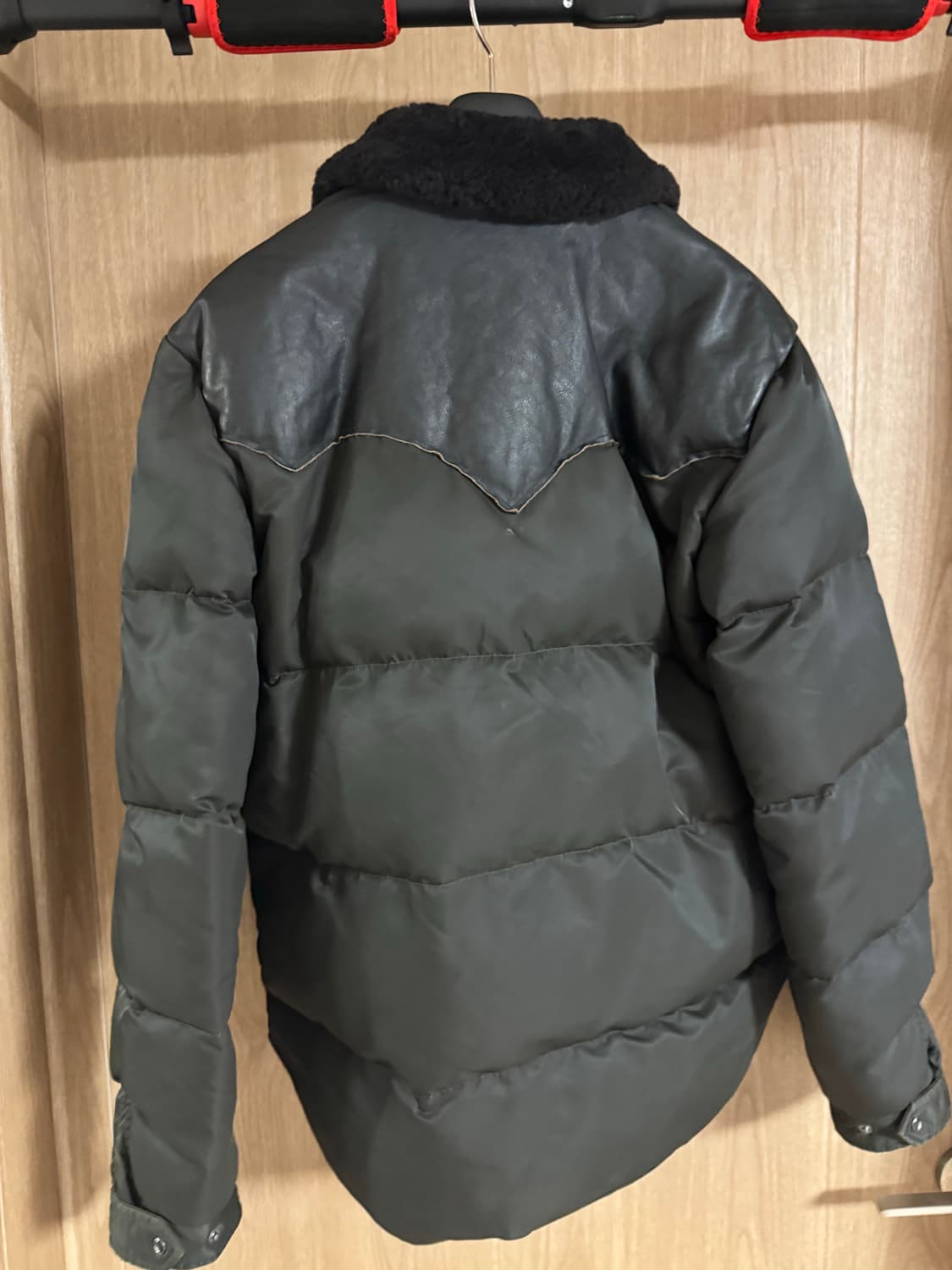 더블알엘(RRL) 시어링 칼라 가죽 요크 다운 재킷 M사이즈 상품이미지5