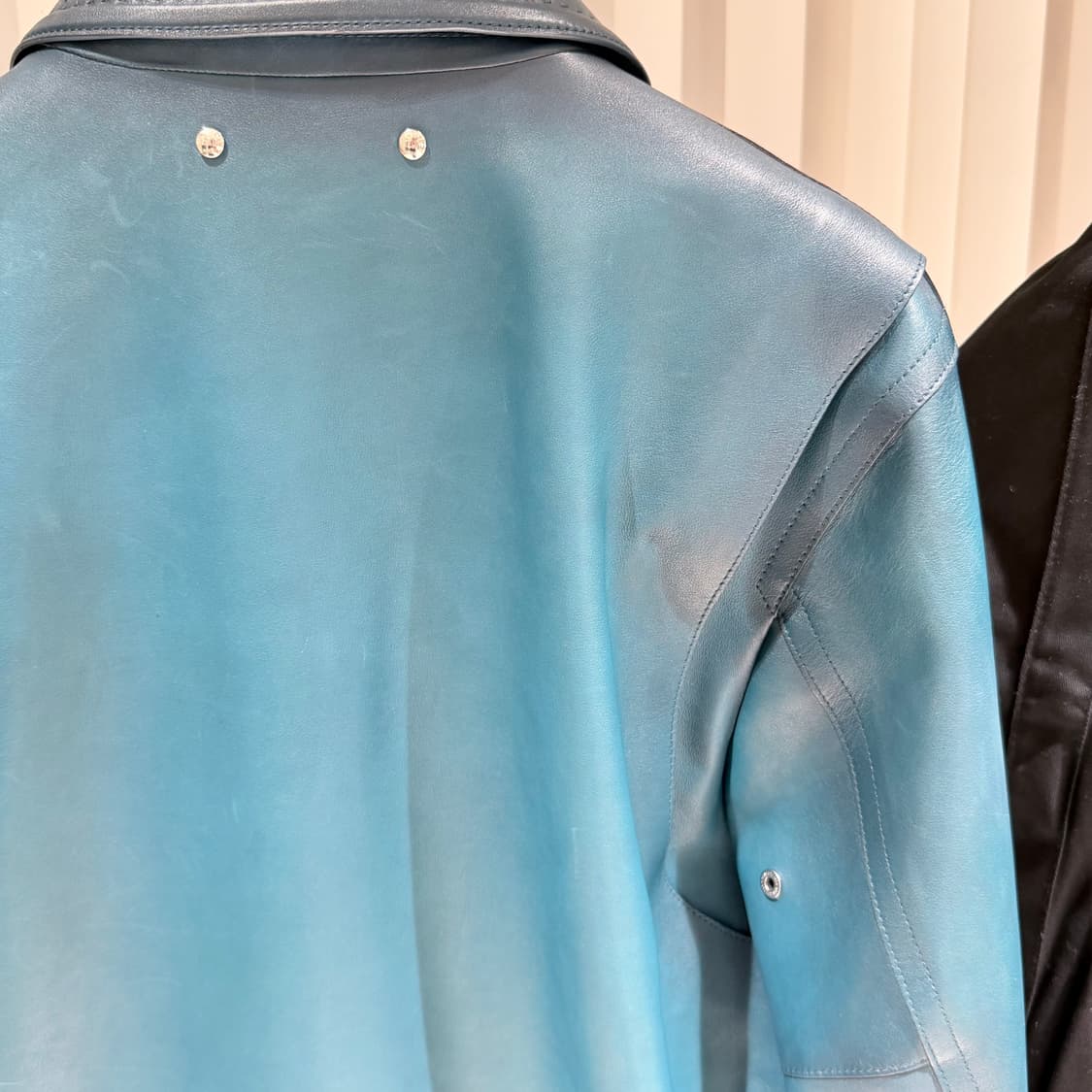 (S+/50) / 벨루티 파티나 송아지 가죽 블루 레더 자켓 상품이미지6