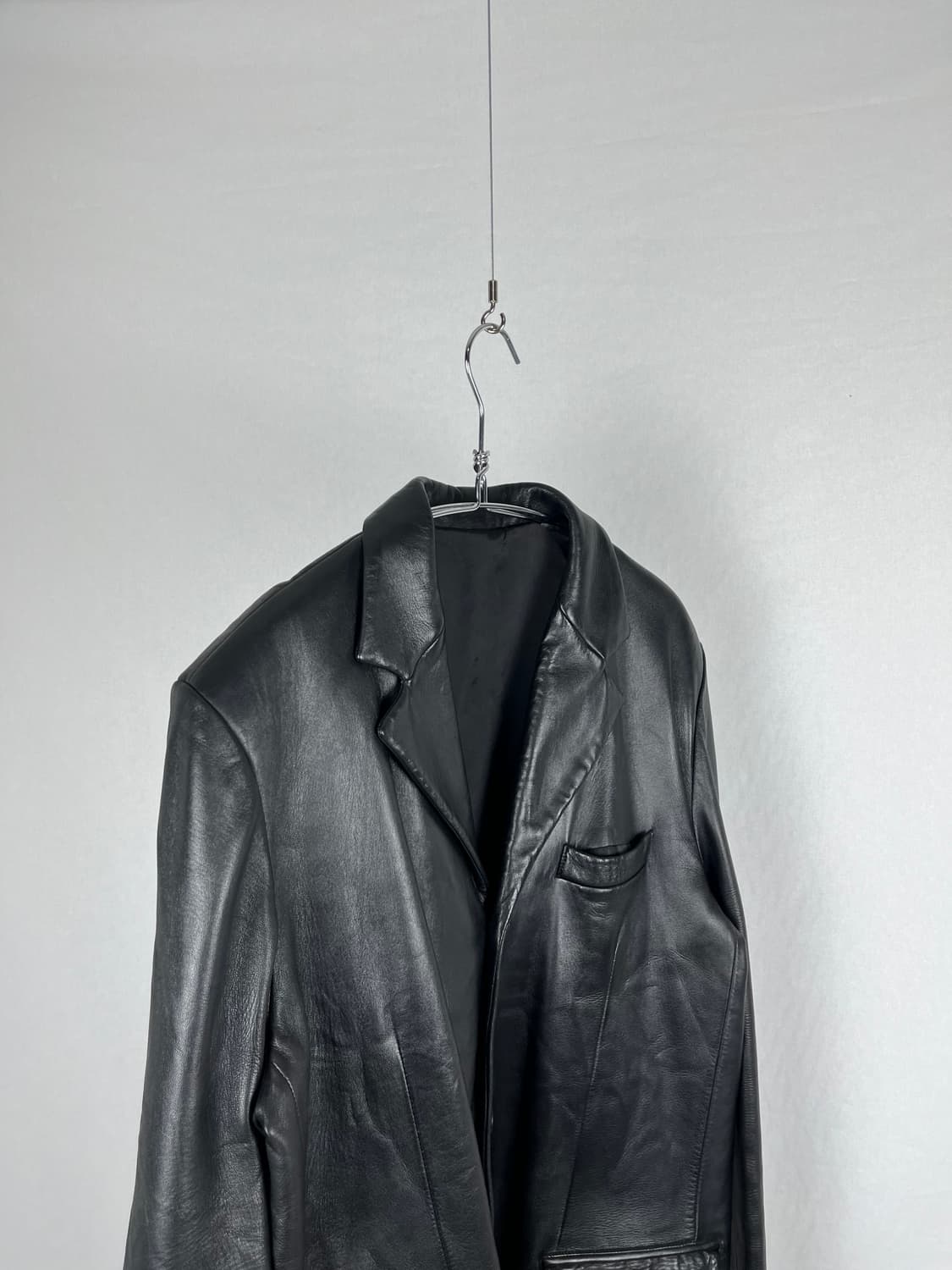 90s GIORGIO ARMANI 아카이브 리얼레더 3버튼 블레이저 상품이미지2