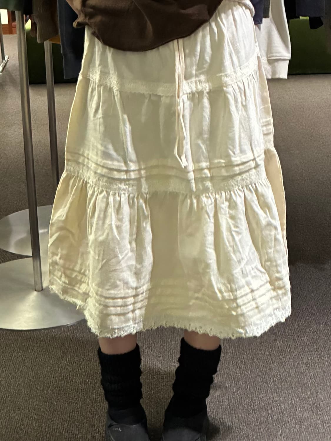 L)Japanese vintage 아이보리 레이스 디테일 롱 스커트 상품이미지1