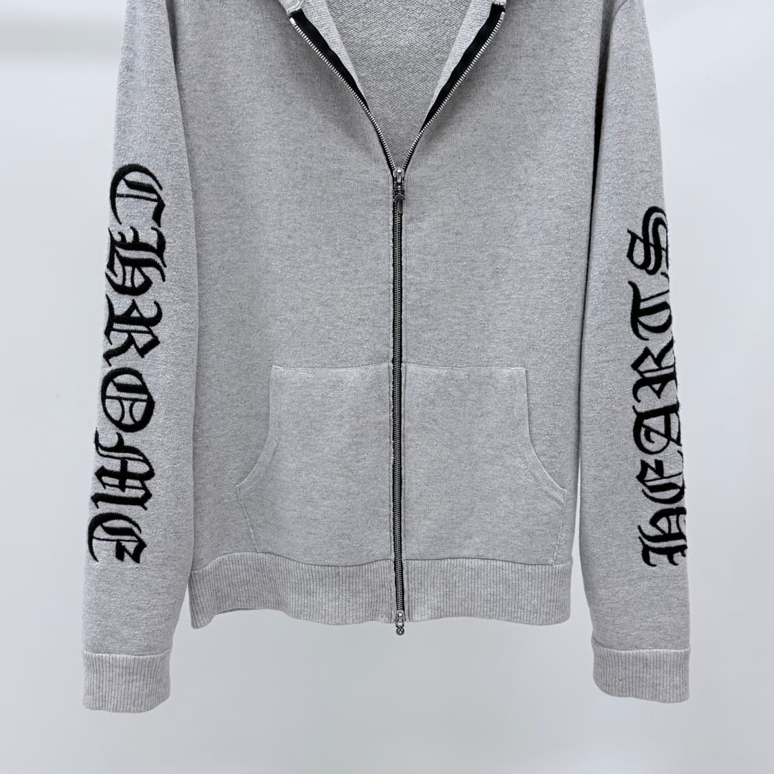 [S급/L] 크롬하츠 캐시미어 후드집업 자켓 그레이 상품이미지4