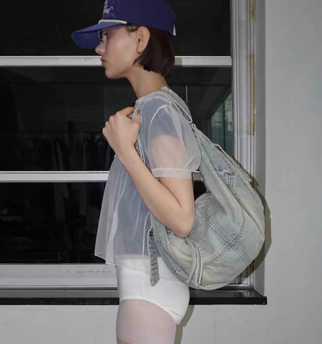 스컬프터 워싱 데님 더플 백 연청 상품이미지1