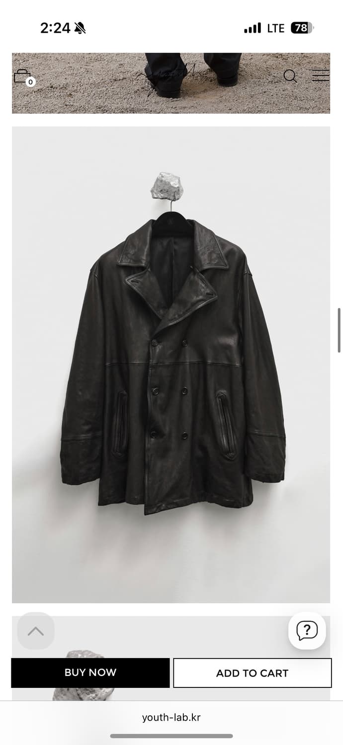 washed leather pea coat L사이즈 상품이미지3