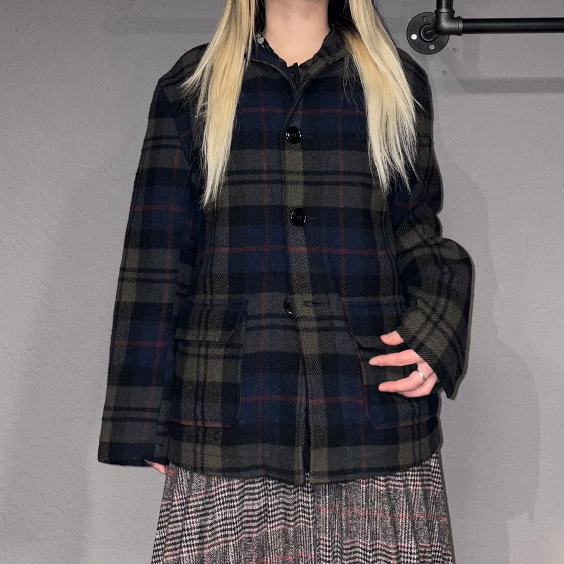 JohnsonWoolenMill 체크 모직 자켓 상품이미지1