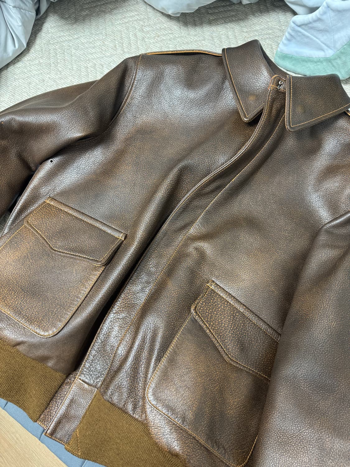 L) 아카펠라클로딩 A-2 자켓 소가죽 40 size 상품이미지6