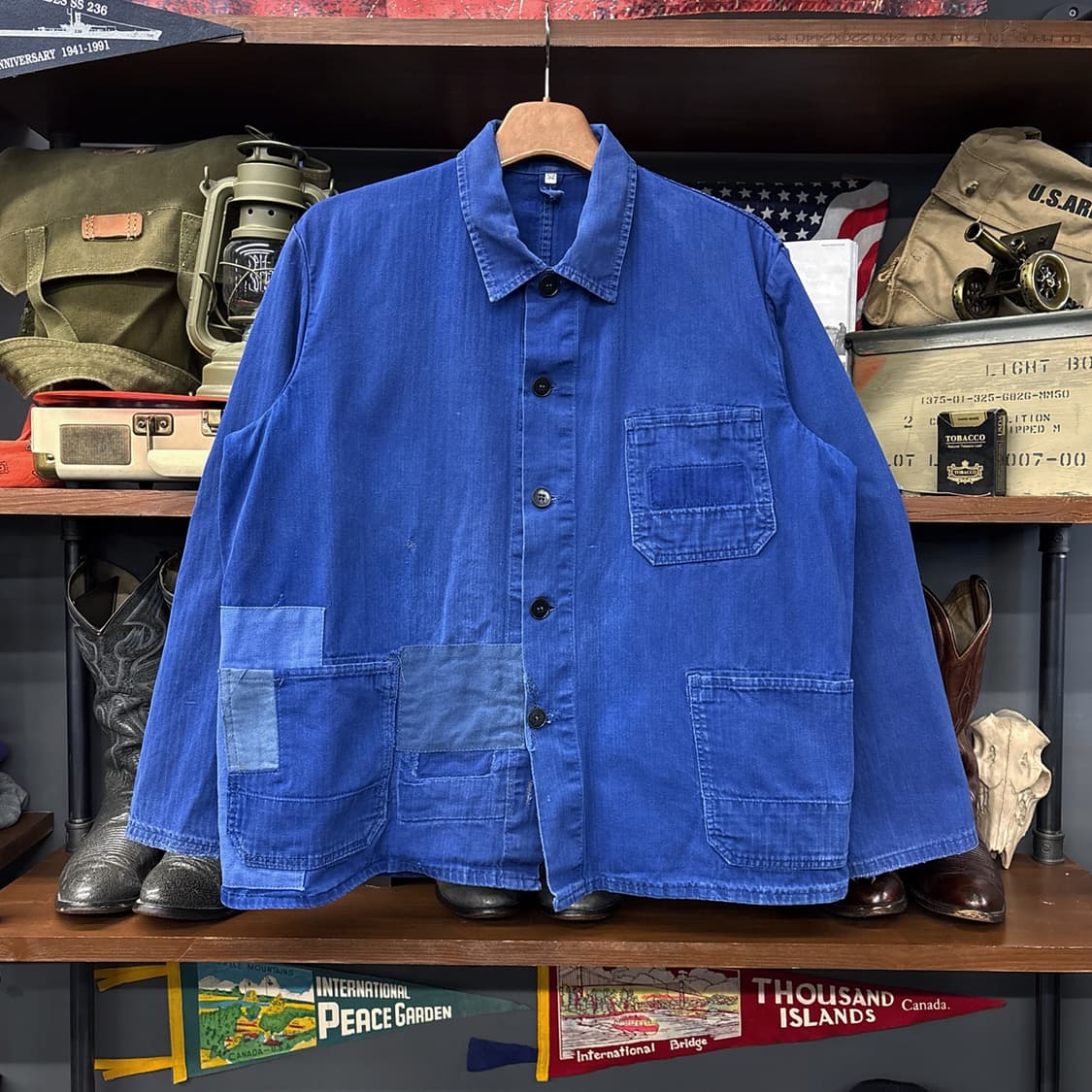 70s 톤온톤 리페어 패치워크 프렌치워크자켓 N556 상품이미지1