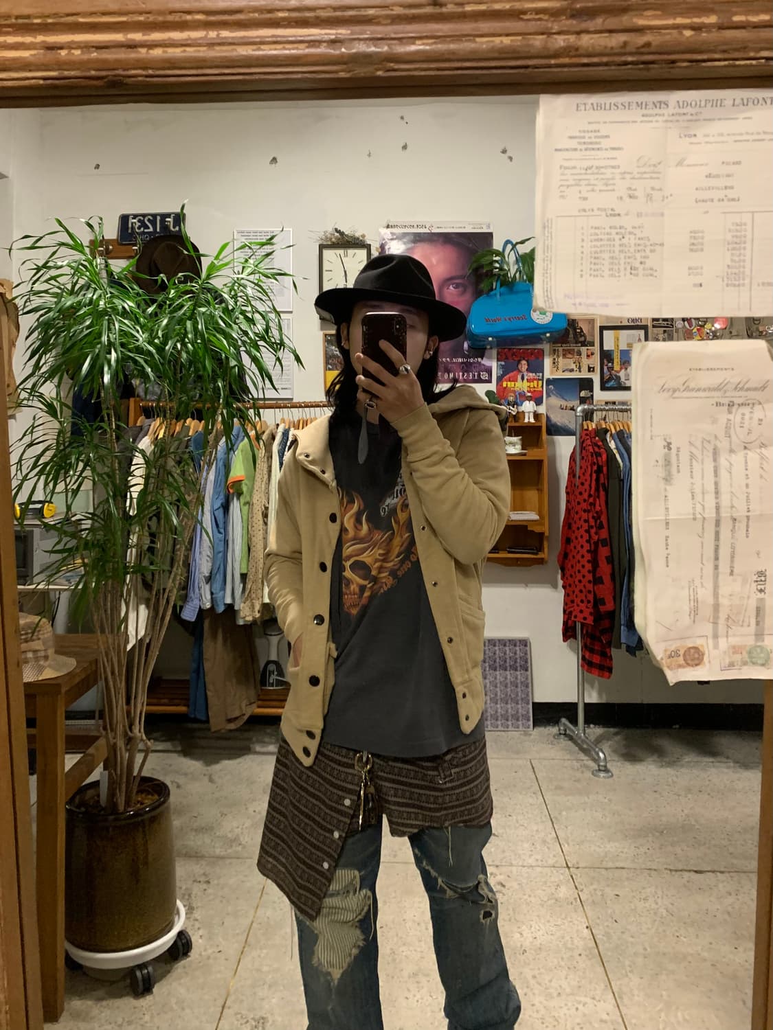 캐피탈 베이지 스트라이프 스냅 후드 상품이미지2