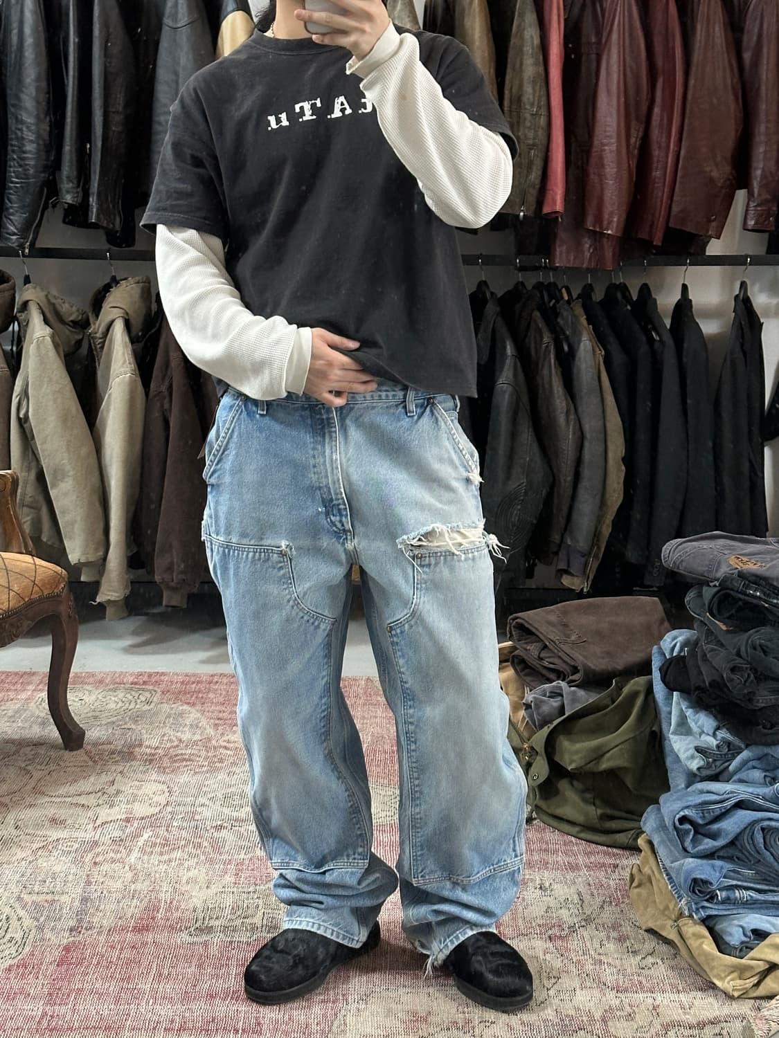 OG 칼하트 데님 더블니 팬츠 칼하트 B73 썩블니 상품이미지2