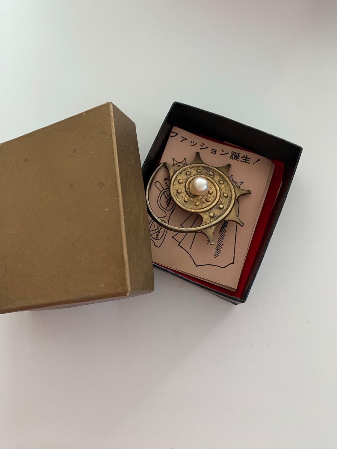 빈티지 진주 장식 스카프링 브론즈 브로치 상품이미지6