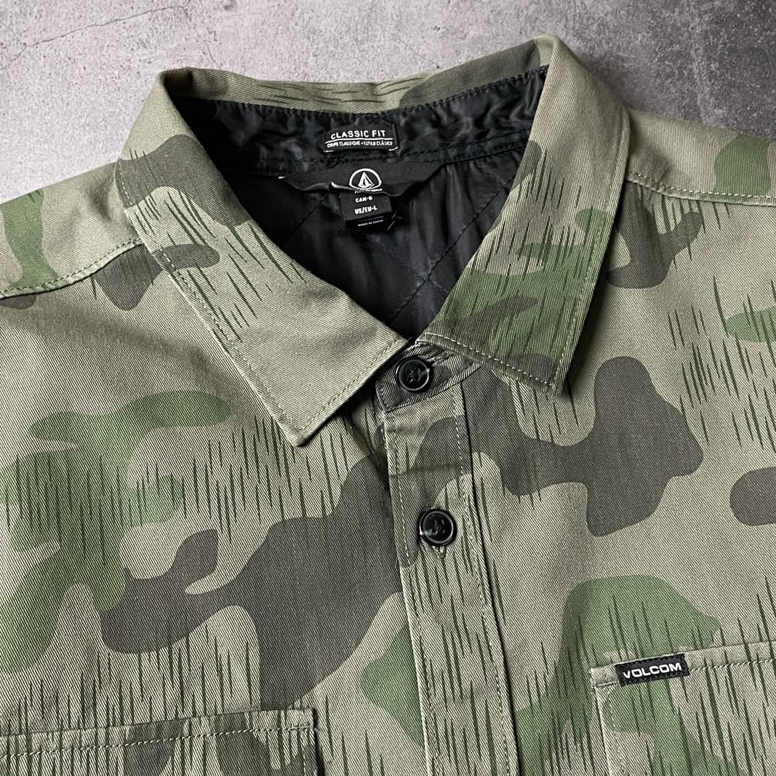 VOLCOM 빈티지 카키 카모패턴 퀄팅 밀리터리 셔츠 A00455 상품이미지2