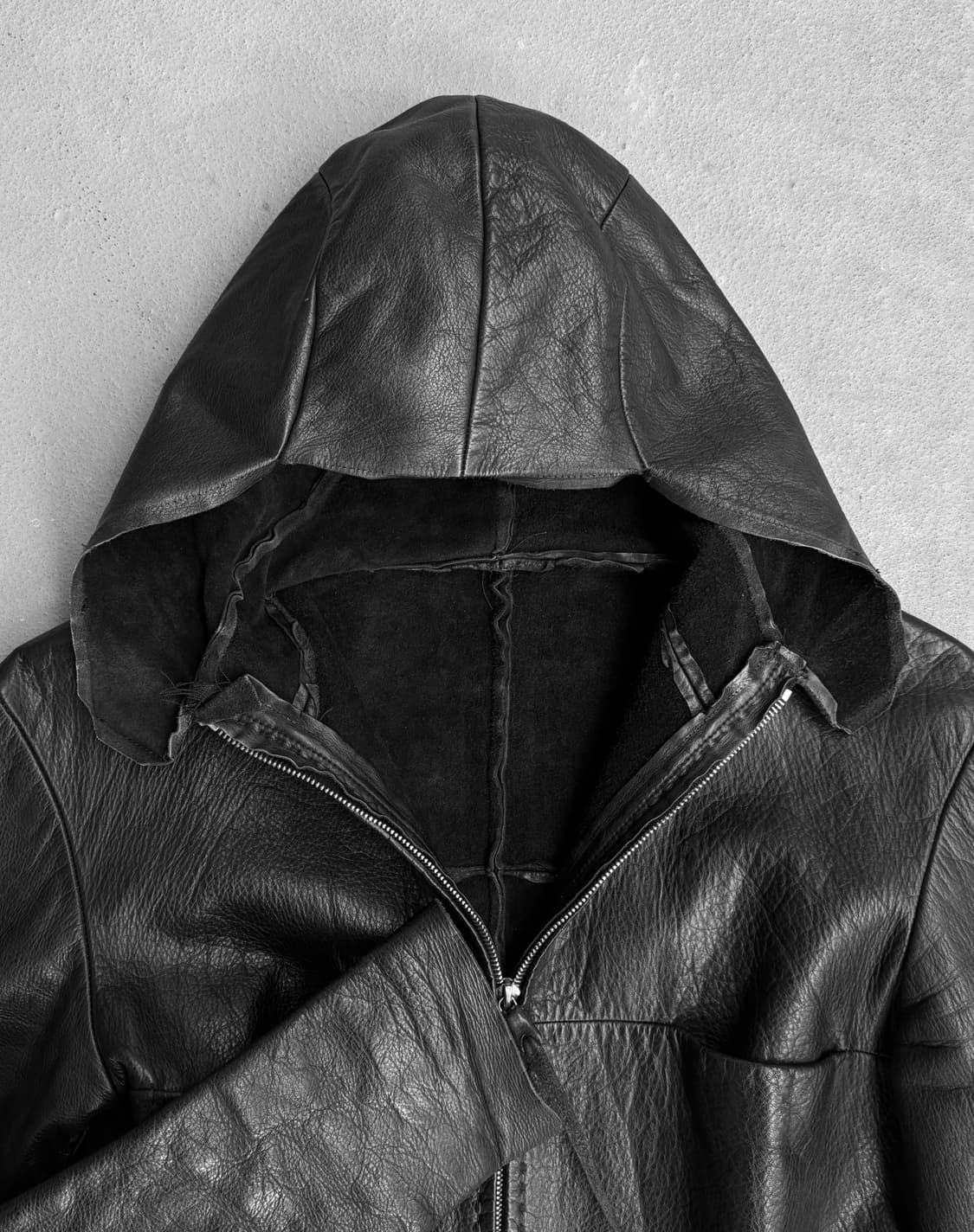 Bison Leather Hooded Aviator Jacket 상품이미지2