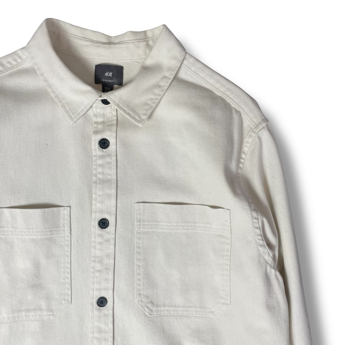 H&M 아이보리 코튼 투포켓 셔츠 자켓 XL 상품이미지3