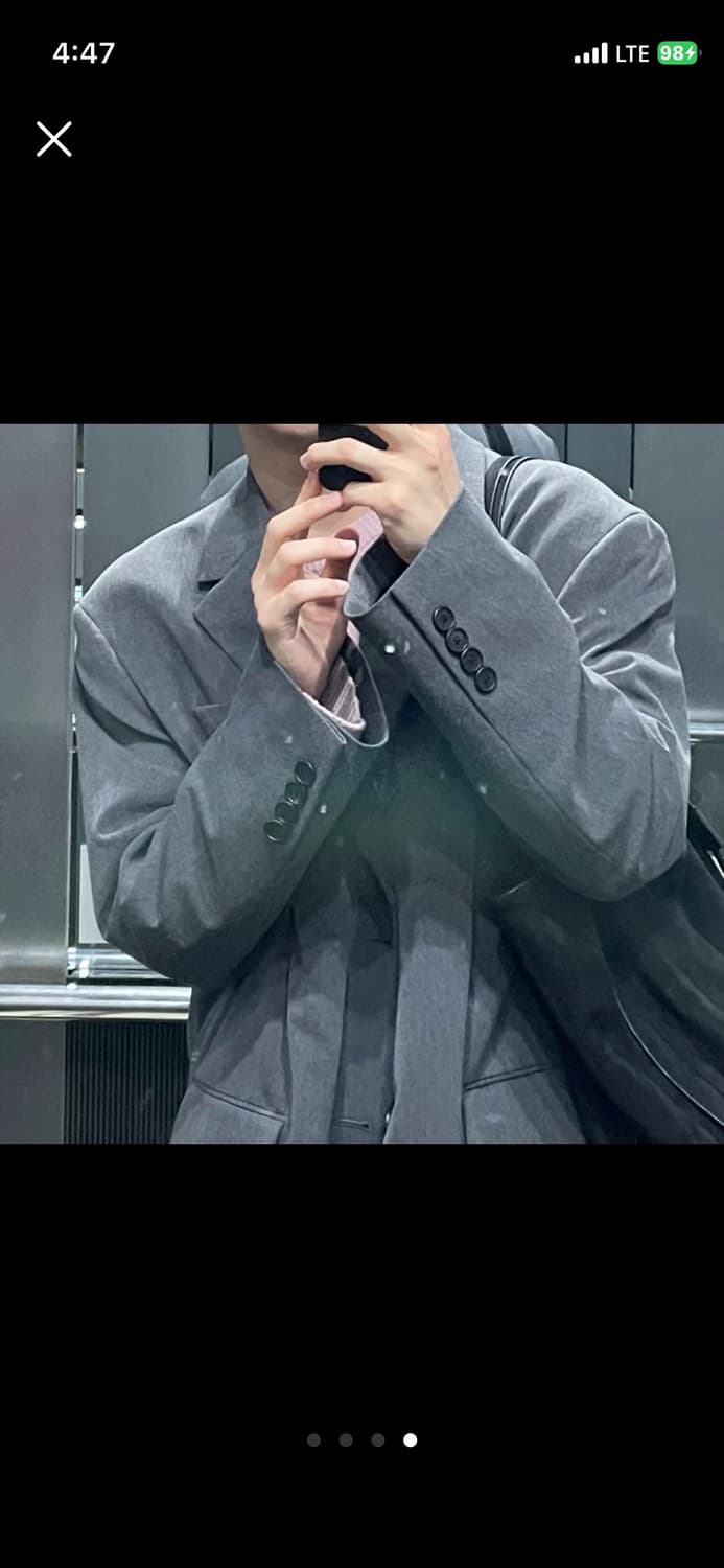 무신사 스탠다드 대디 숄더 오버사이즈 블레이저 XL 미디엄 그레이 상품이미지4