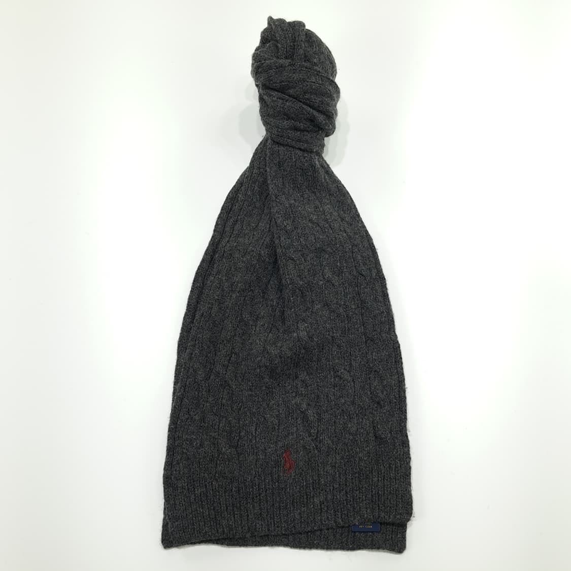 MX283 폴로 랄프로렌 차콜그레이 램스울 케이블 니트 목도리 머플러 상품이미지1