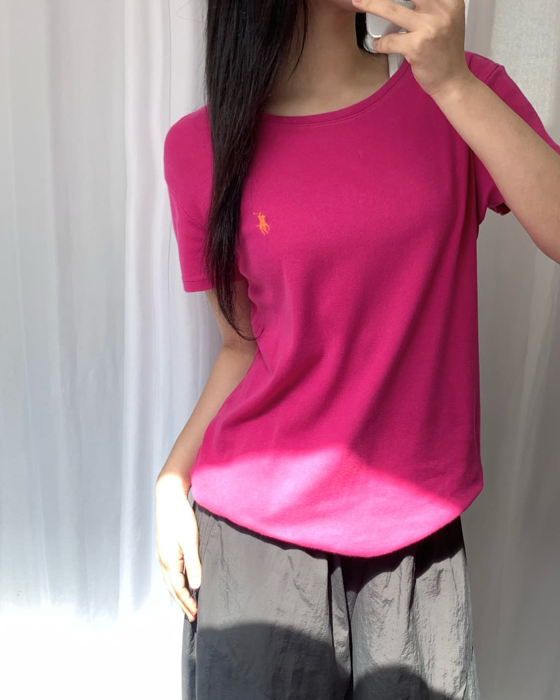 Polo 랄프로렌 우먼 핑크컬러 코튼 티셔츠    상품이미지1