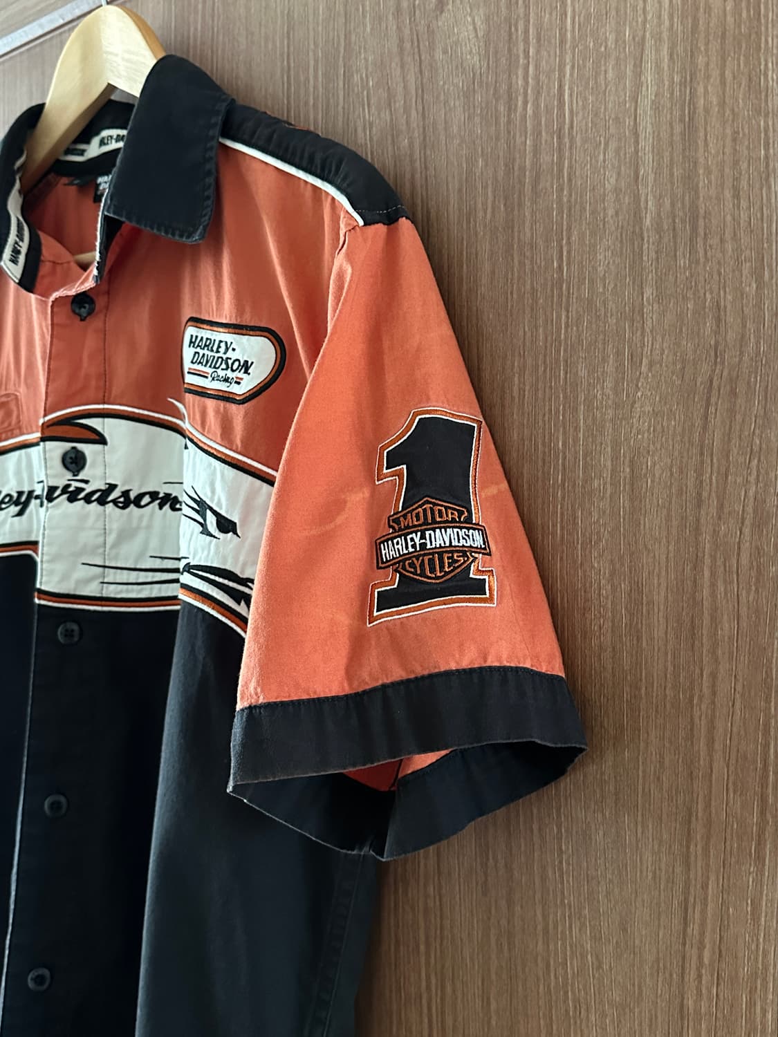 Harley-Davidson 레이싱 자수 반팔 셔츠 S 상품이미지6