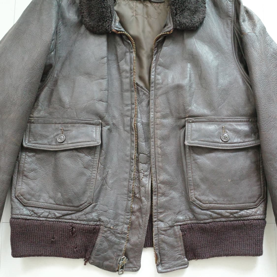 70s 오리지널 미군 USN G-1 플라이트 레더 가죽 자켓  42 상품이미지4