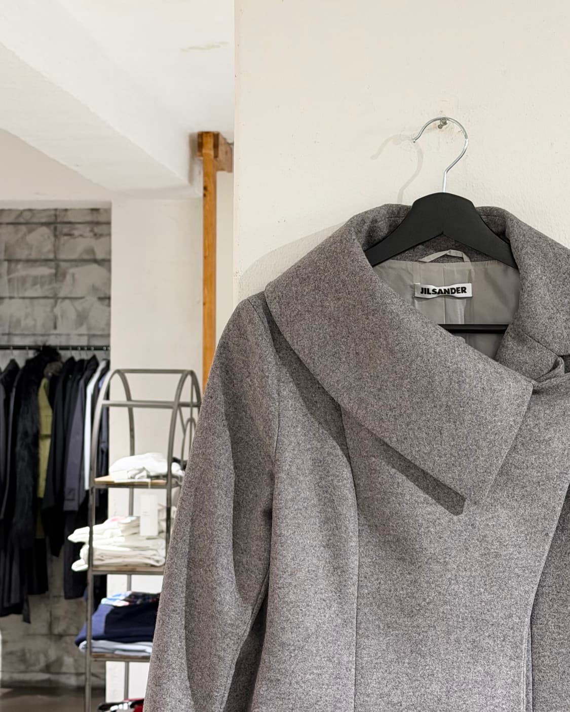 질샌더 그레이 울 언발란스 카라 코트 상품이미지2