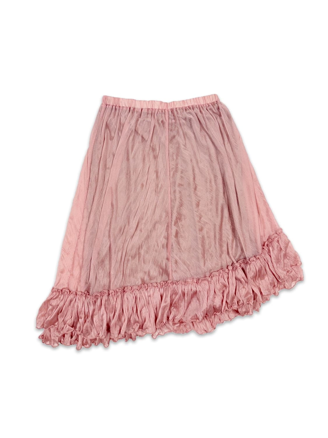 빈티지 파스텔핑크 프릴 사선 플레어 미디 스커트 상품이미지1