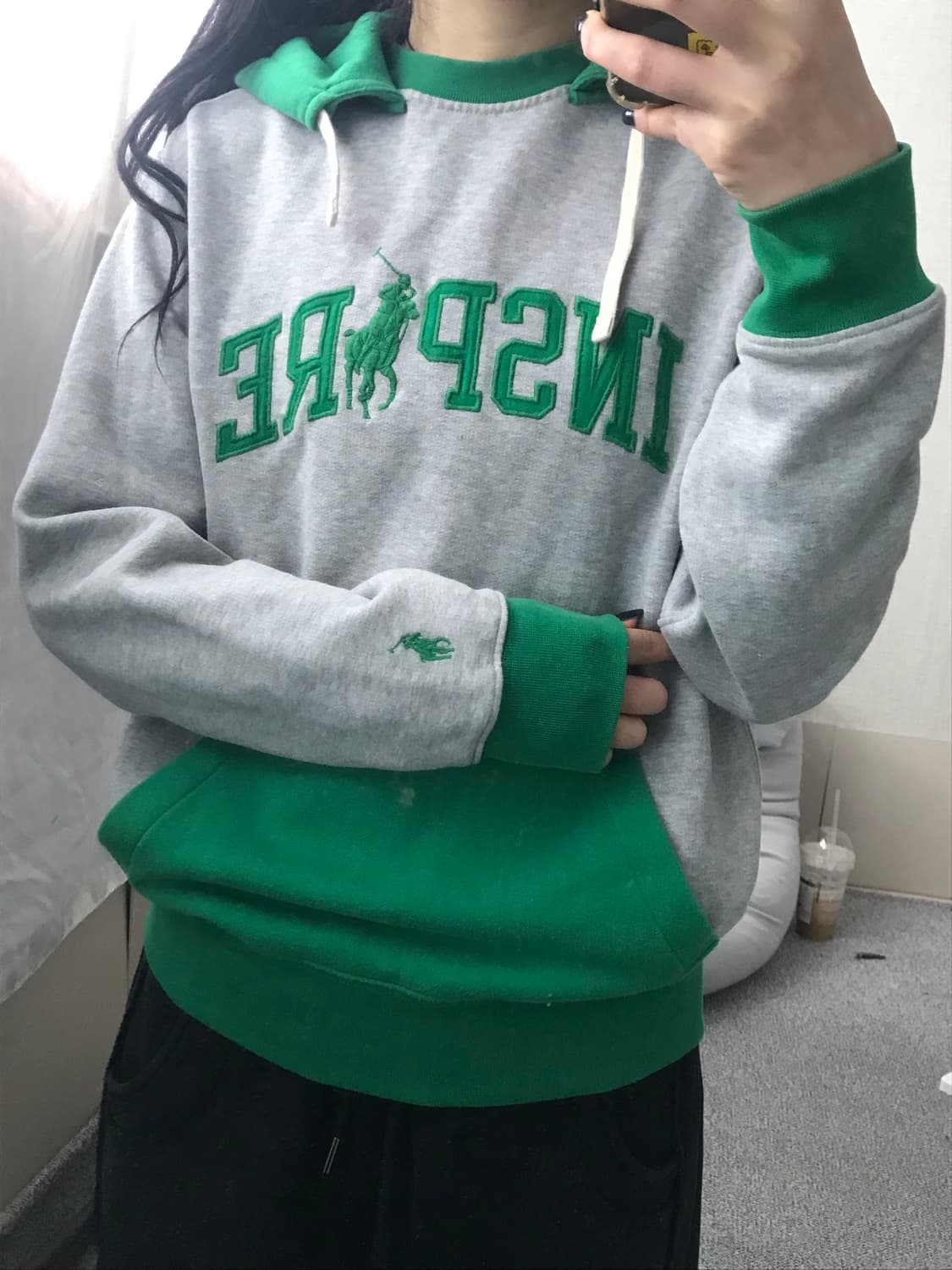 폴로 빅포니 그레이 후드티 상품이미지2