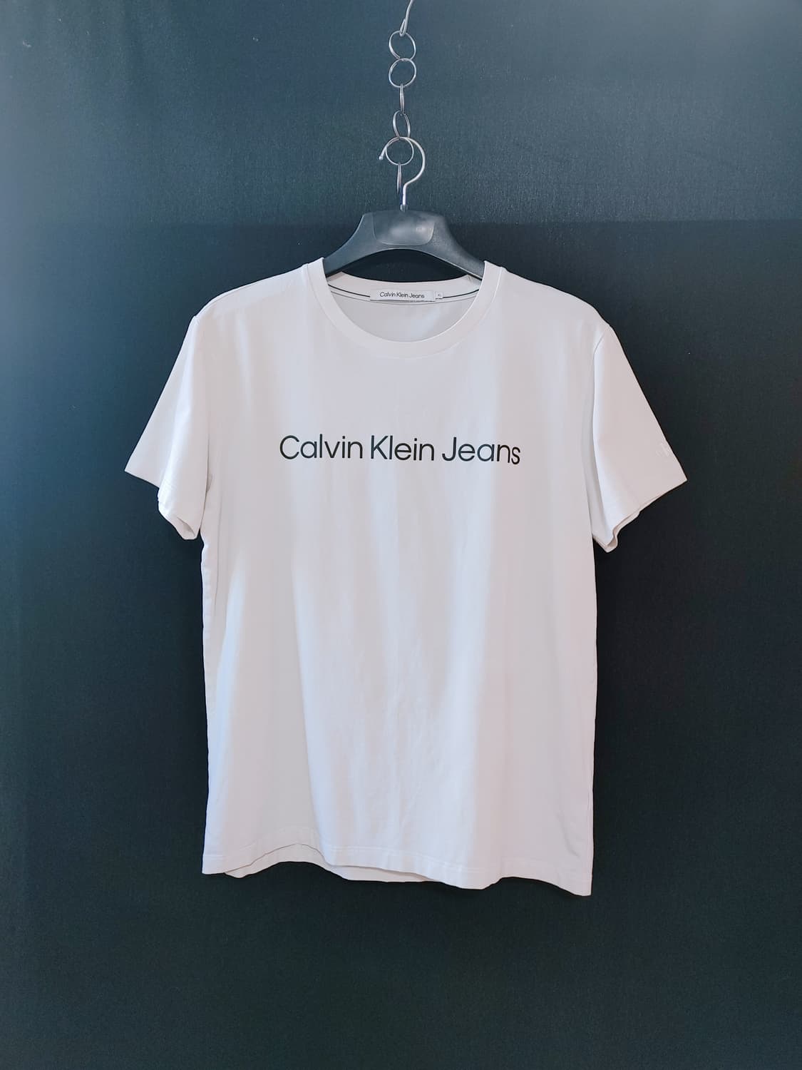 Calvin Klein 캘빈클라인 화이트  스판 반팔라운드티 상품이미지1