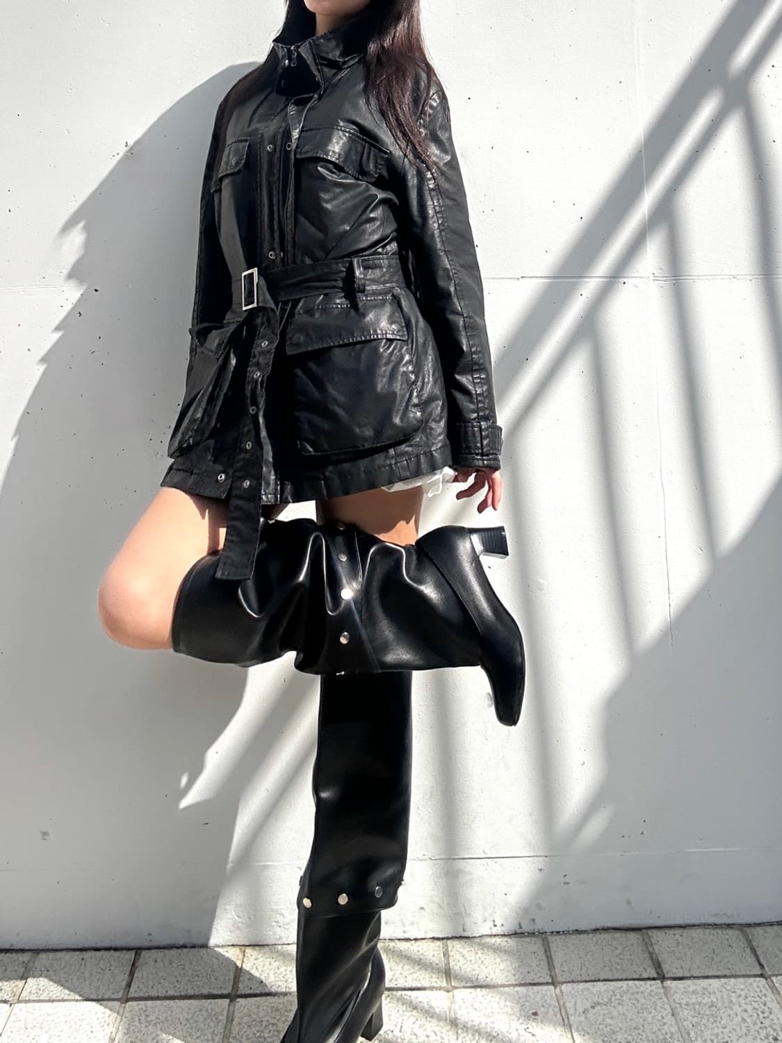 Komodosquare loose buckle leather jacket 상품이미지2