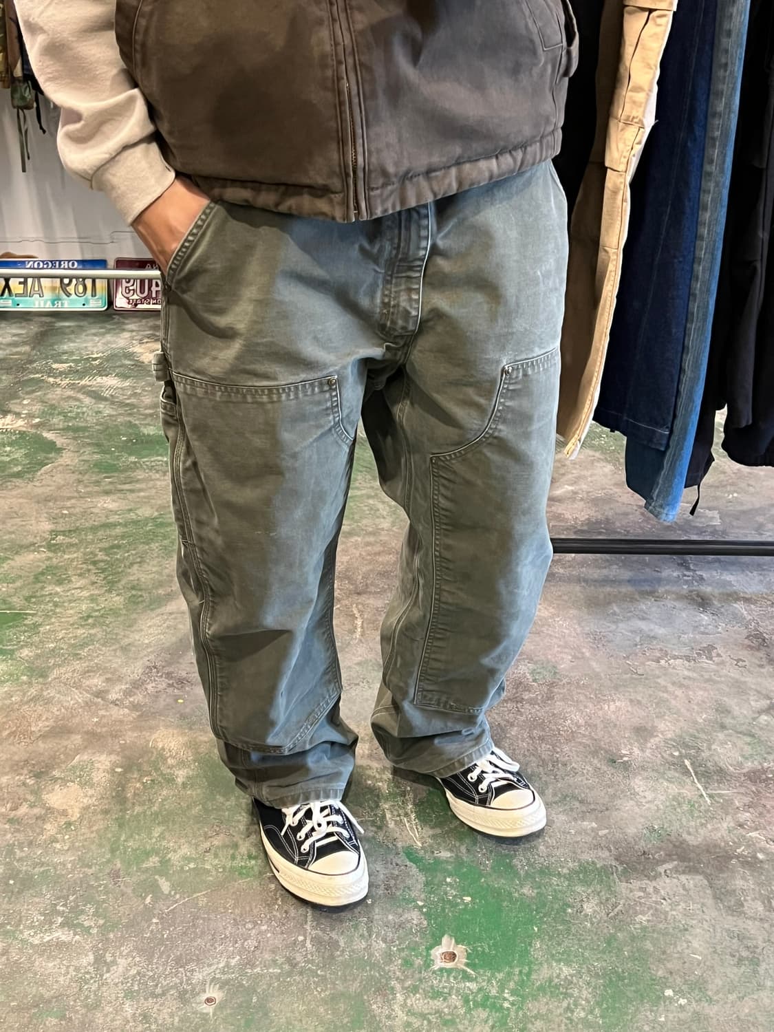 00s [38x30] 칼하트 더블니 모스 그린 워크팬츠 B136 MOS 상품이미지8