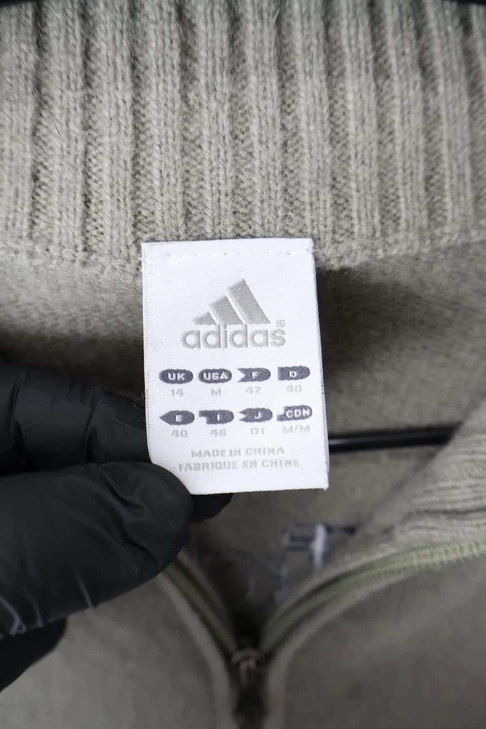 00's Adidas Knit Zip Jacket Beige Navy 상품이미지6