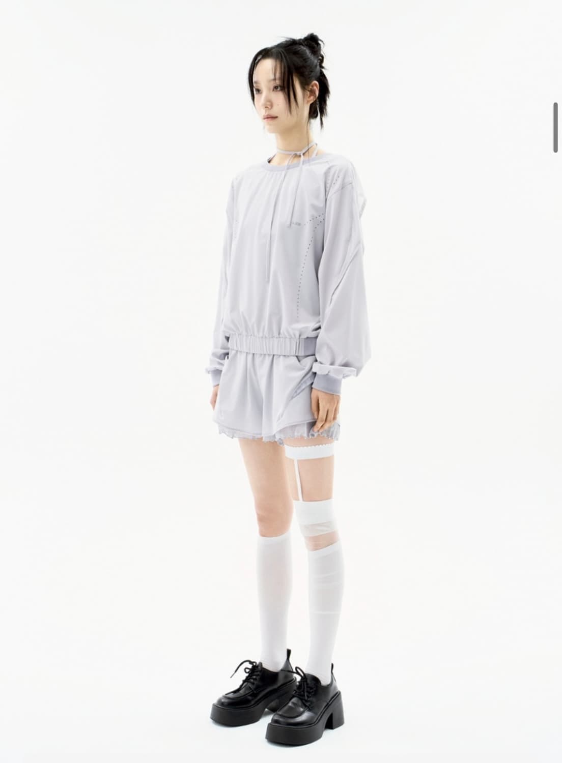 오호스 리버시블 플레이드 트랙 쇼츠 블루그레이 상품이미지2