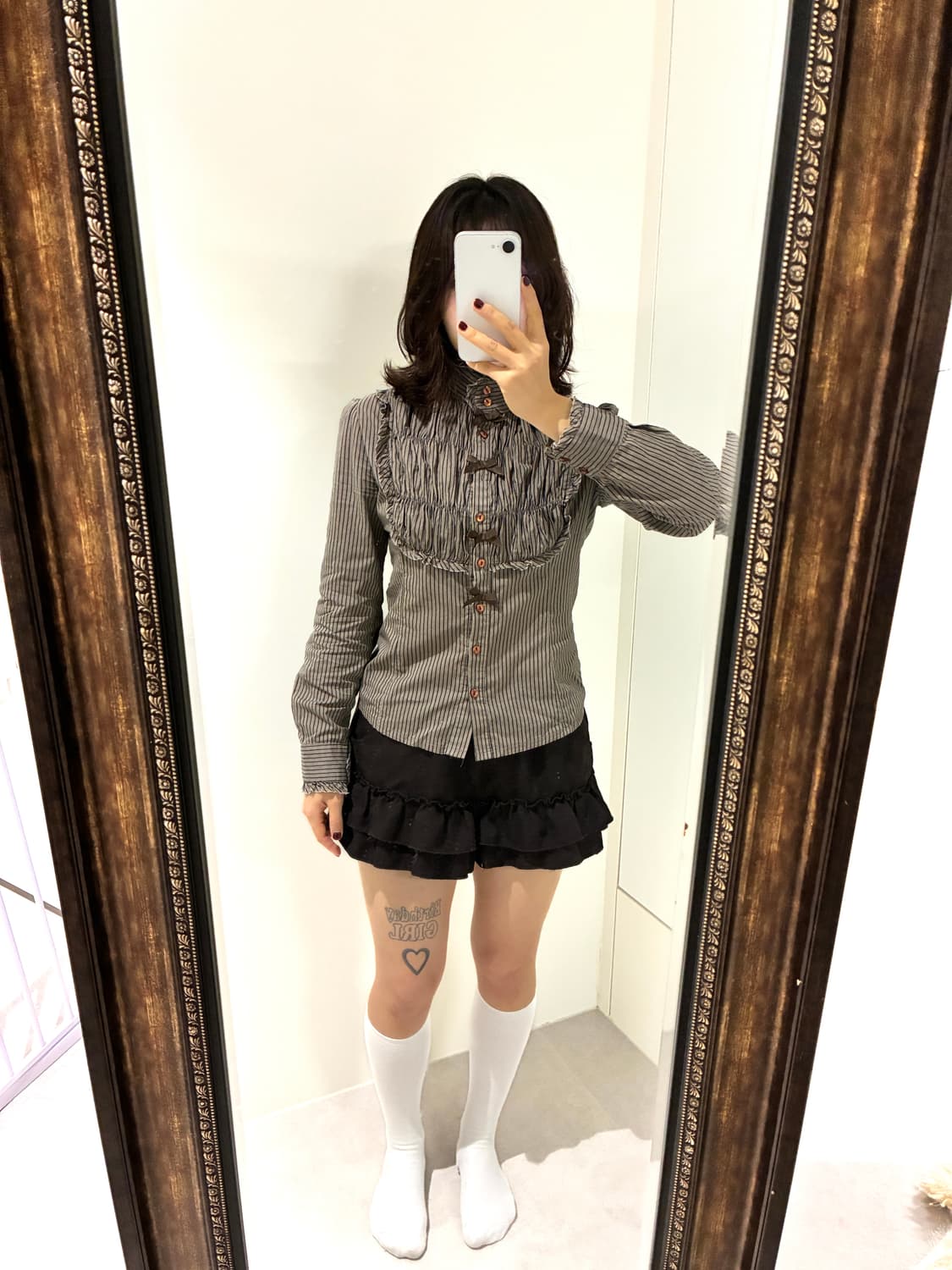 브라운 리본 로걀 셔츠+브라운 캉캉 set 상품이미지6