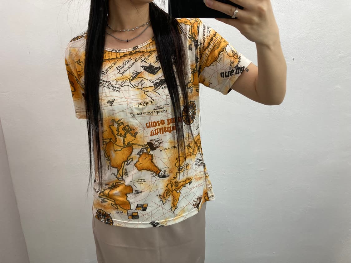 지도 프린팅 반팔티셔츠 상품이미지1