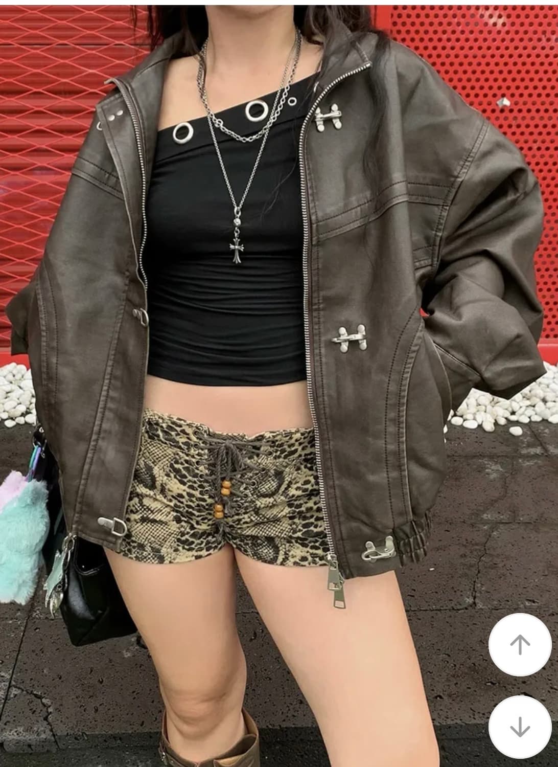 브라운 레더 자켓 상품이미지2