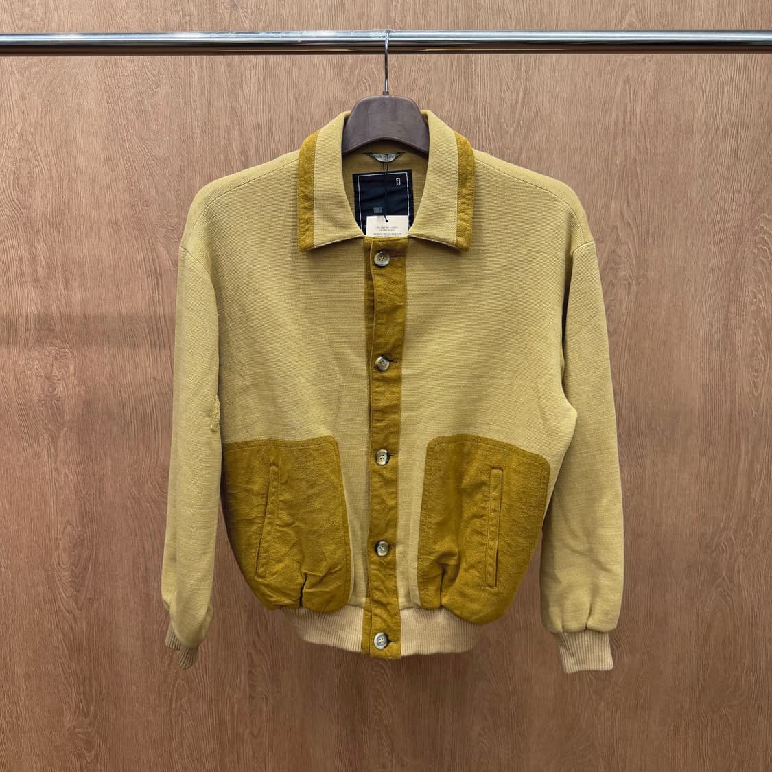 빈티지 울 블루종 자켓 배색 플래킷 포켓 디테일 레귤러핏 머스타드 상품이미지2
