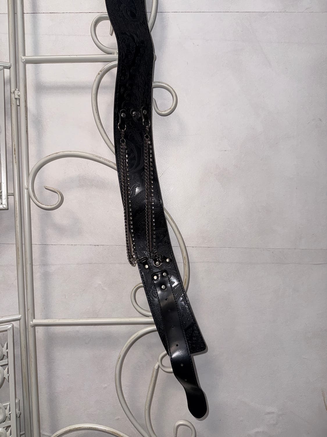 Black oriental embossing chain buckle 벨트 상품이미지6